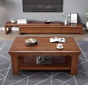 Home Tv Cabinet Set; Extendable Living Room Tv Console With Table Set