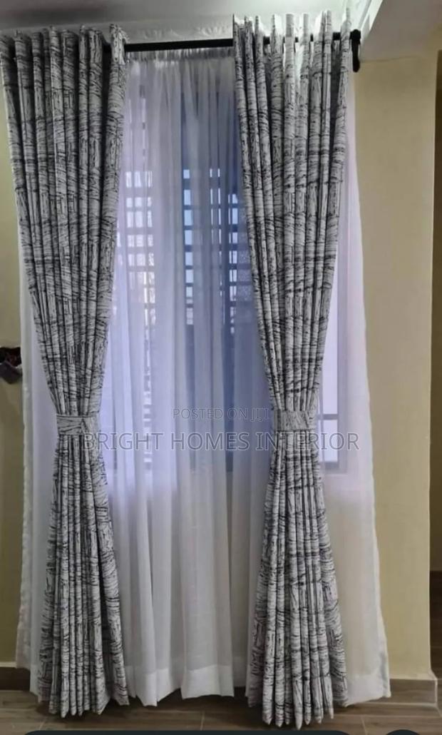 Grey Beautiful Bedroom Curtains and Sheer