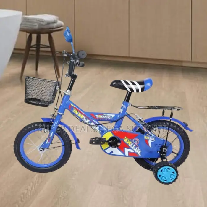 12 Inch Kids Bike Fun Safe Cartoon Bike With Basket Comfy Seat