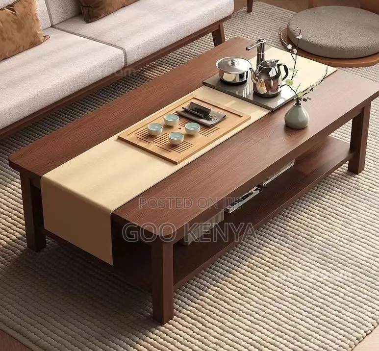 Home Table; Solid Wood Rectangular Coffee Table for Compact Interiors