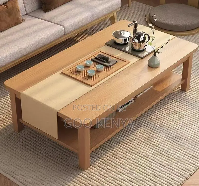 Home Table; Solid Wood Rectangular Coffee Table for Compact Interiors