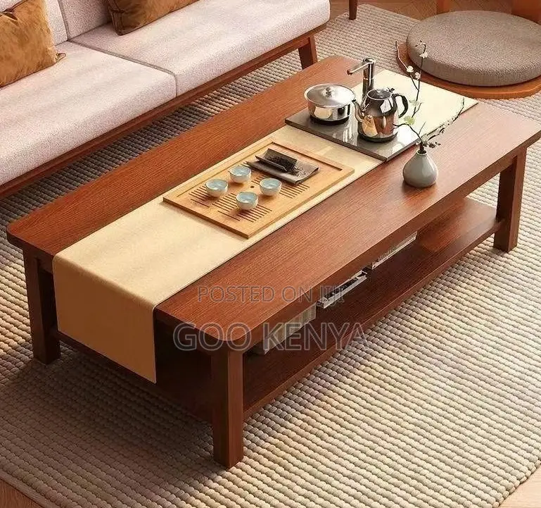 Home Table; Solid Wood Rectangular Coffee Table for Compact Interiors
