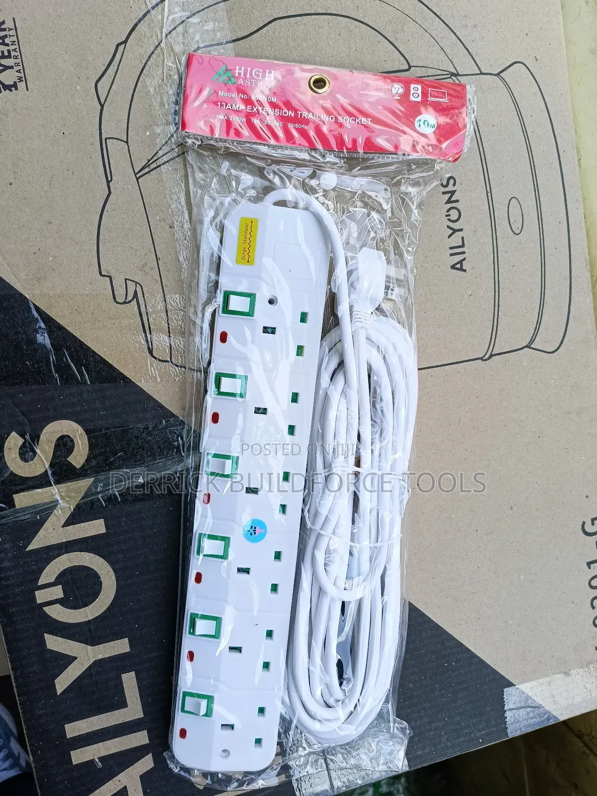 6way Quality Surge Protector 10m Extension