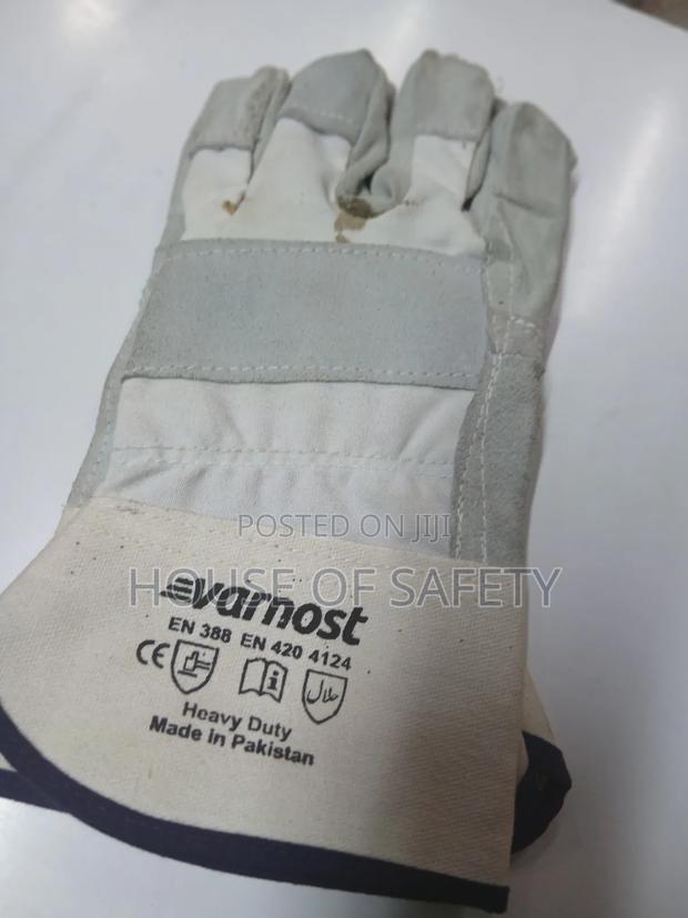Grey Leather Gloves Wrist Size - main view
