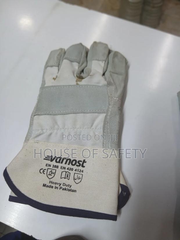 Grey Leather Gloves Wrist Size - thumbnail 3