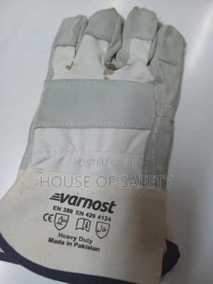 10 Inch Leather Gloves In Gray - thumbnail 2