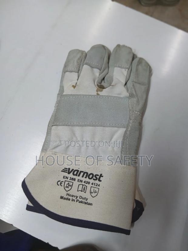 10 Inch Leather Gloves In Gray - thumbnail 2