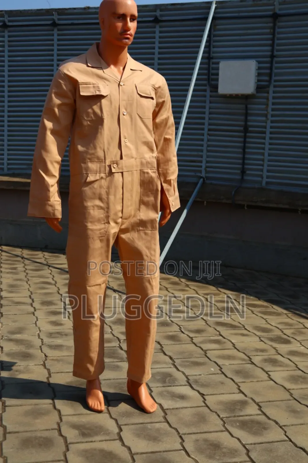 Plain Beige Work Overall /Coverall Or Jumpsuit
