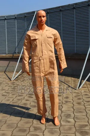 Plain Beige Work Overall /Coverall Or Jumpsuit