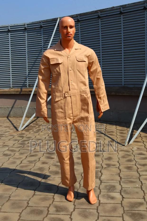 Plain Beige Work Overall /Coverall Or Jumpsuit - thumbnail 3