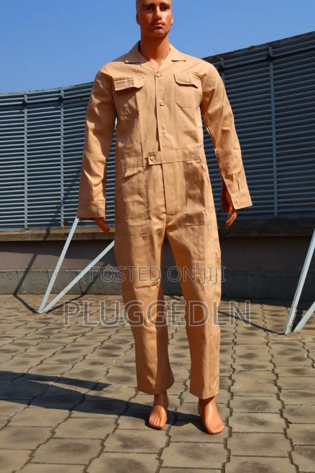 Plain Beige Work Overall /Coverall Or Jumpsuit - thumbnail 4