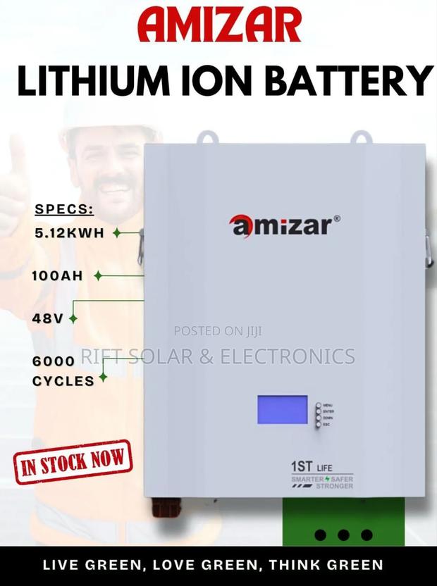 Amizar 5.12kwh - 100ah - 48v - 6000 Cycle Lithium Ion Lifepo4 Battery