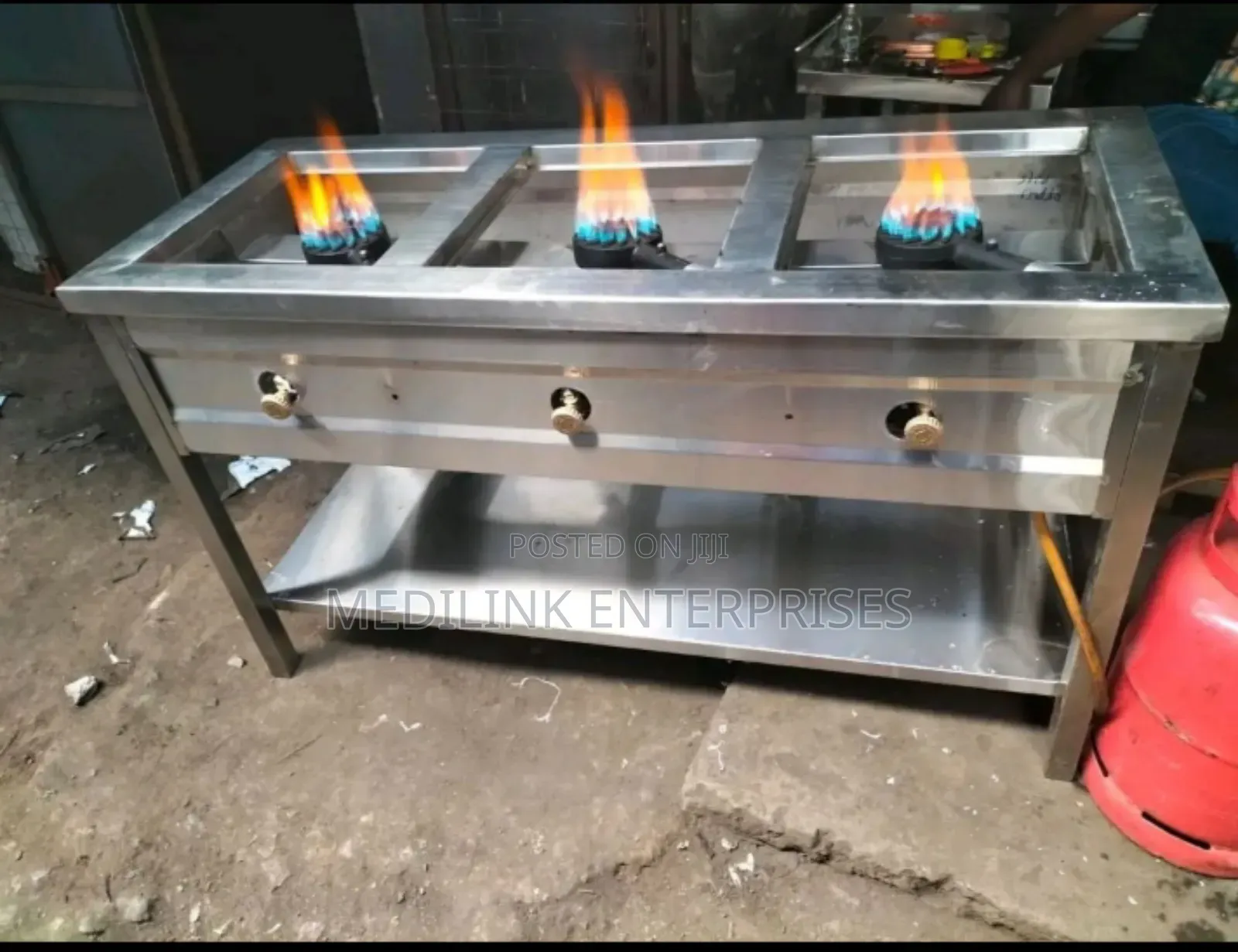 Stainless Steel Commercial Kitchen 3-Burner Cooker