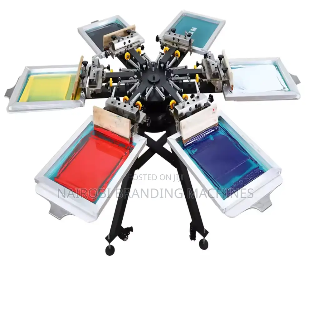 Multicolor Double Rotary 6 Station 6 Color Semi Manual Screen Printer