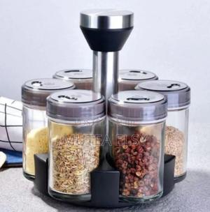 Clear Rotating Spice Rack Comes With 7 Spice Jars - thumbnail 2