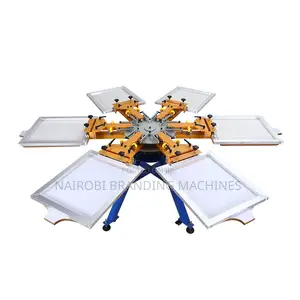 Mobile 6 Color 6 Station Manual Silk Screen Printer Machine