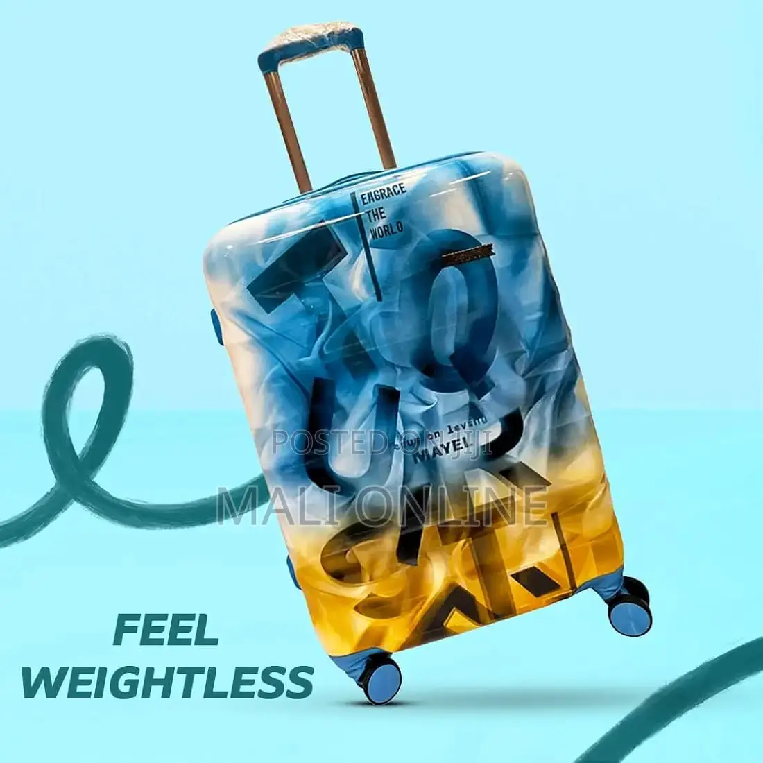 Stylish Printed Hard Shell Luggage Trolley Bag Lightweight Suitcase
