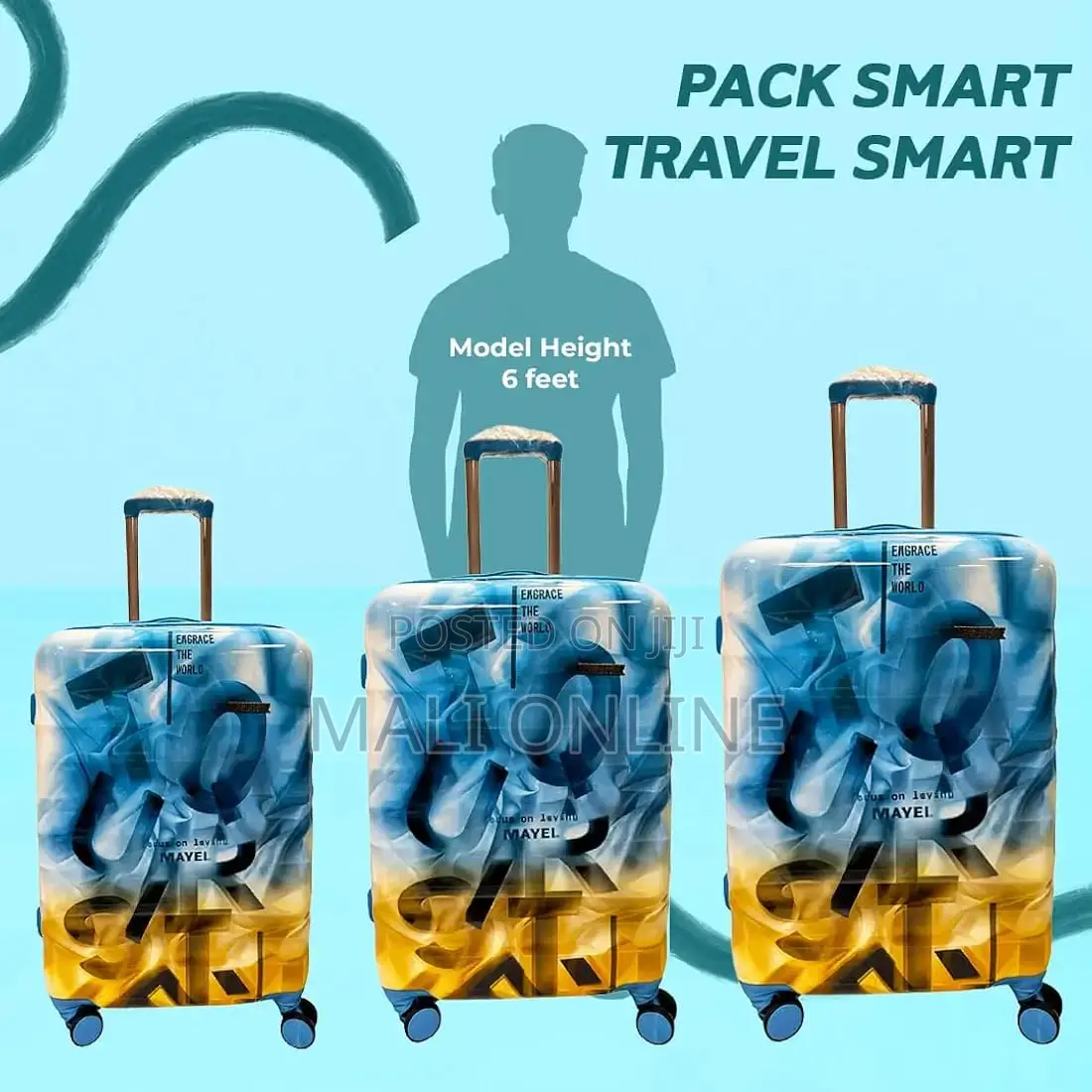 Stylish Printed Hard Shell Luggage Trolley Bag Lightweight Suitcase