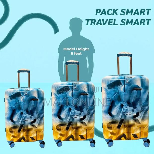 Stylish Printed Hard Shell Luggage Trolley Bag Lightweight Suitcase - thumbnail 3