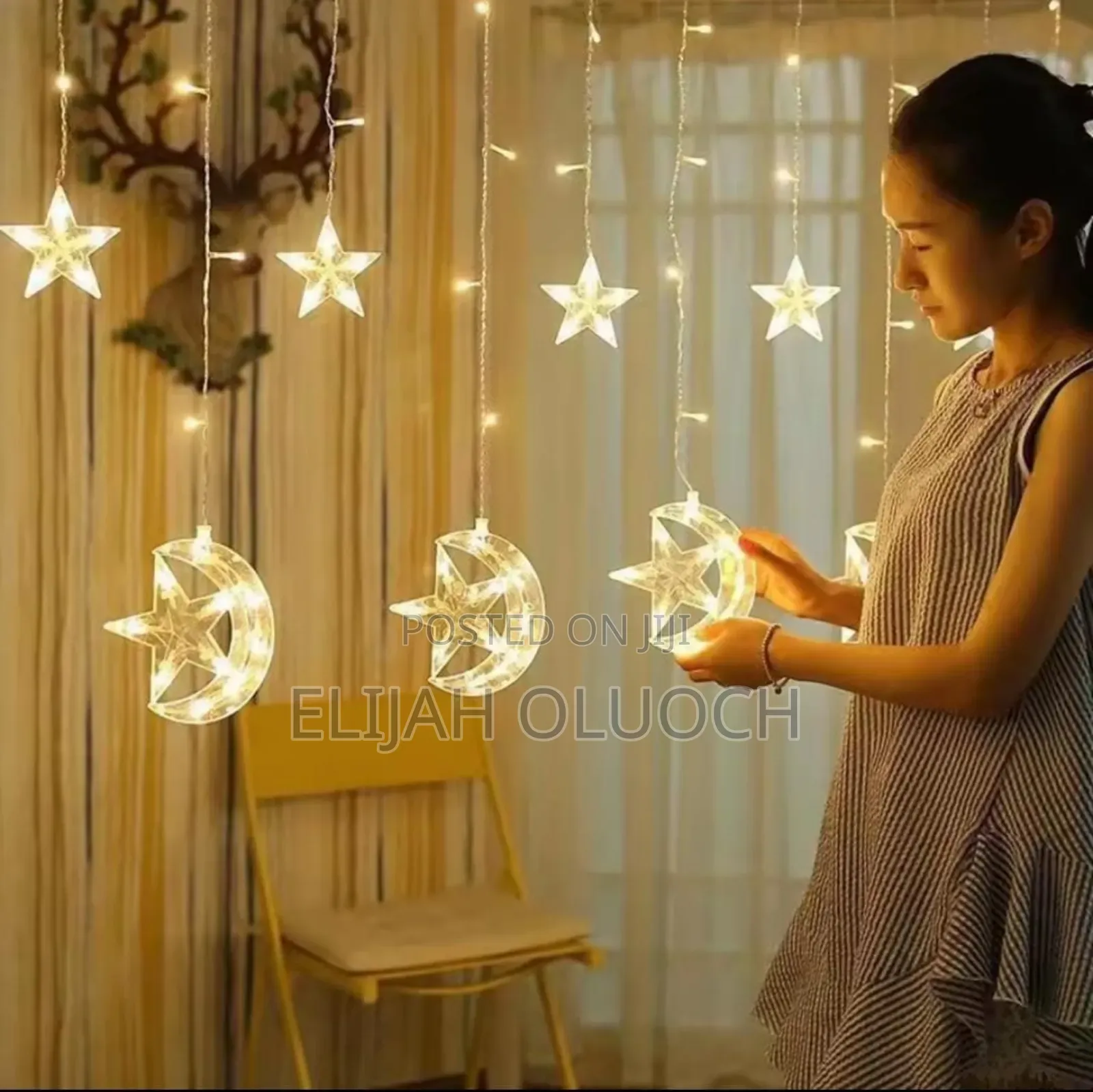 10 PCS Star and Moon Christmas Led Garland Curtain Light