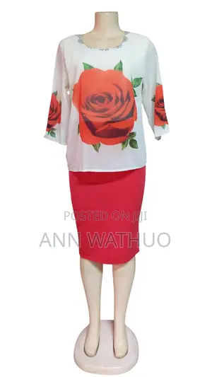 Ladies' Dresses-Sheer Floral Top and Matching Pencil Dress 32
