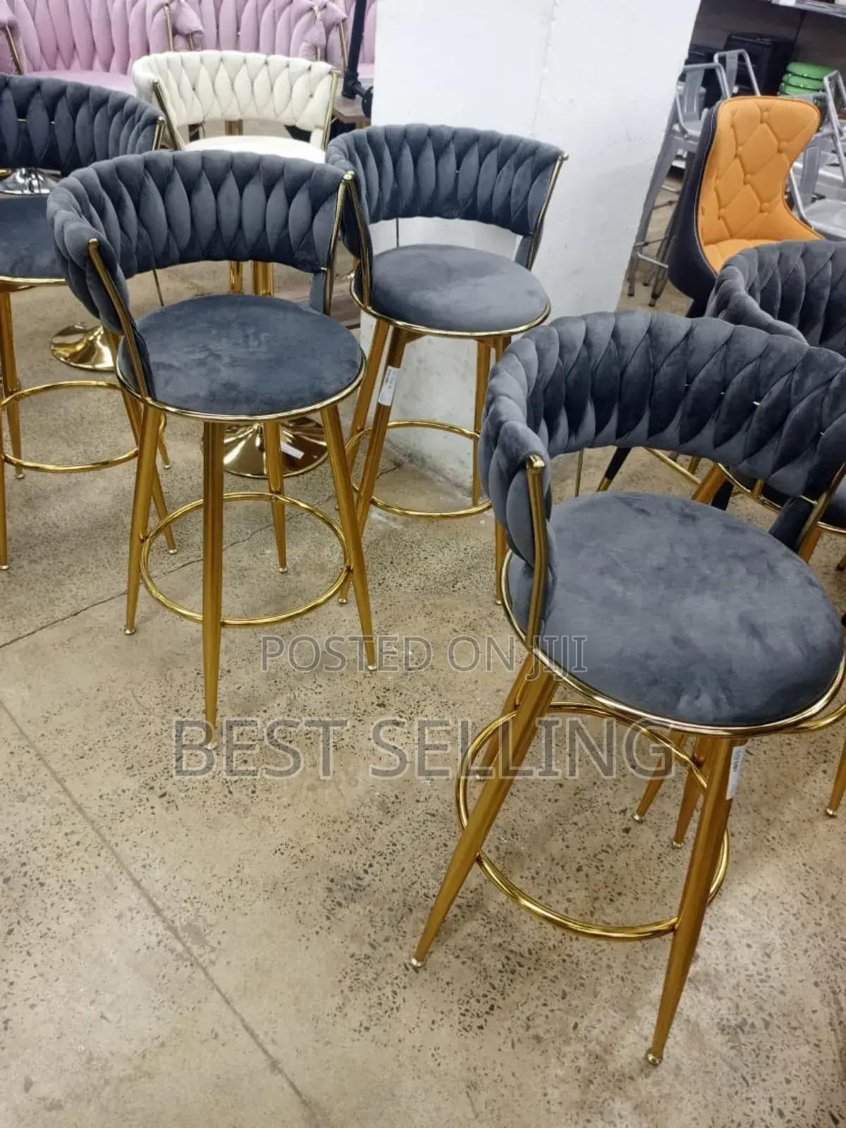 Black Leathered Barstool