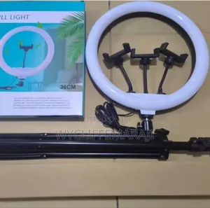 14 Unch Ring Light With 3 Phone Holders and 2.1m Tripod Stand