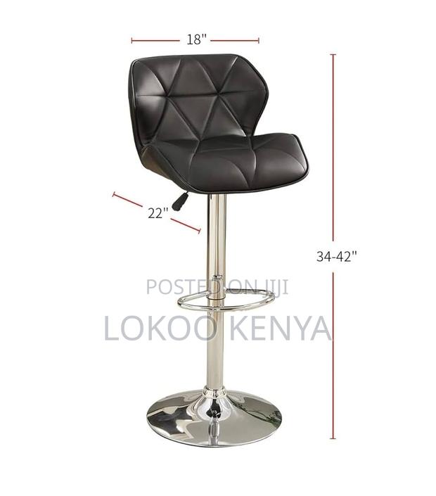 Stool; Swivel Adjustable Black Leather Backrest Counter Barstool - thumbnail 4