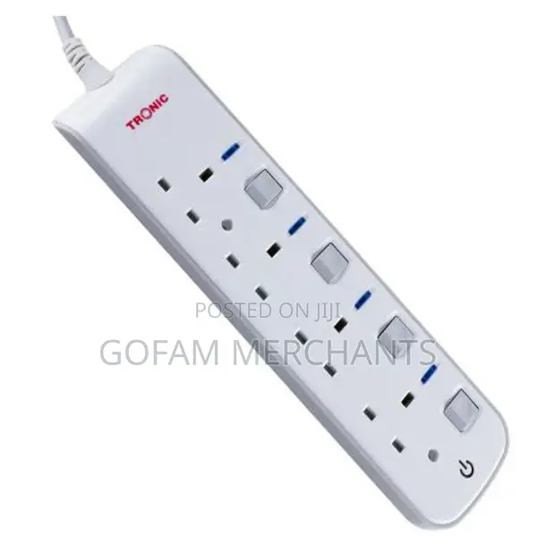 Tronic 4-Way Extension Socket With Switches Neon