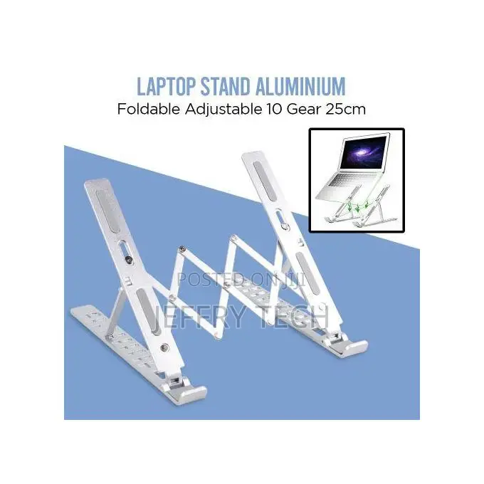 Metal Foldable Adjustable Height Laptop Stand - Silver