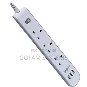 Tronic 3-Way Extension Socket With 3 Usb Neon - main view