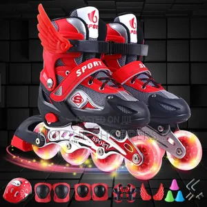 Adjustable Inline Skates Set With Helmet Protective Guards*