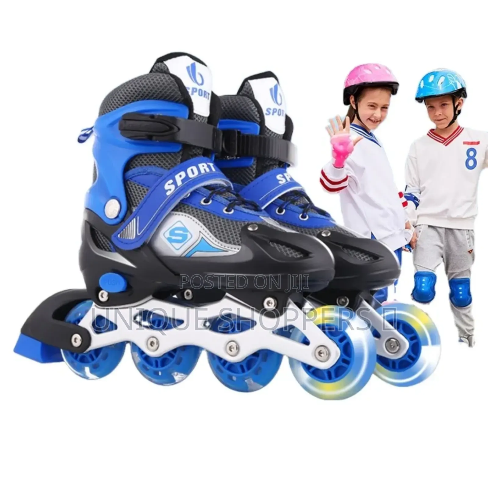Adjustable Inline Skates Set With Helmet Protective Guards*