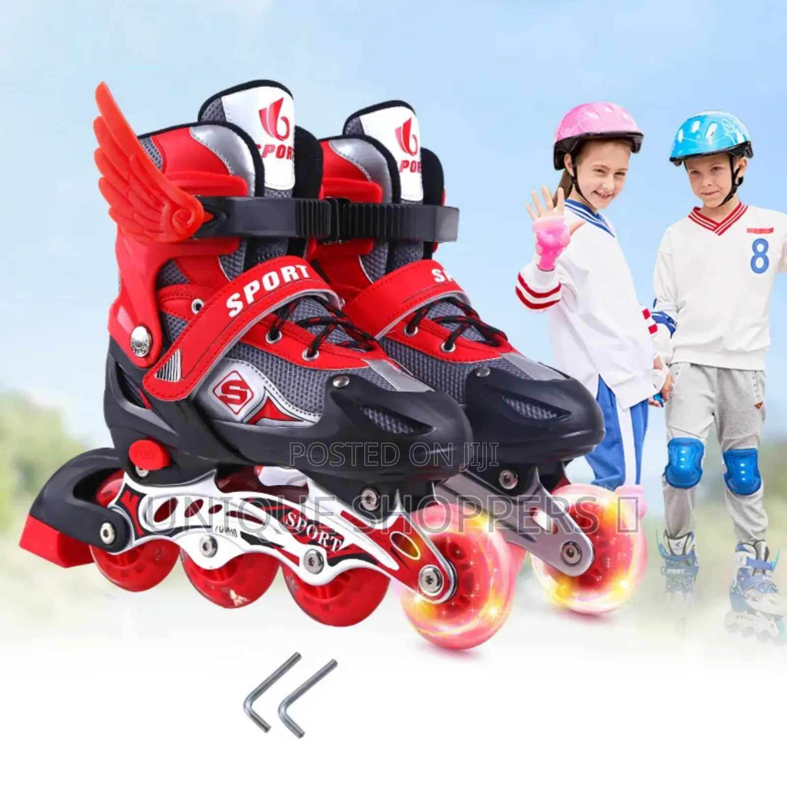 Adjustable Inline Skates Set With Helmet Protective Guards*