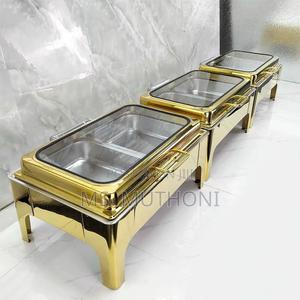 9l Rectangle Gold Coated Buffet Food Warmer / Chaffing Dish* - thumbnail 2