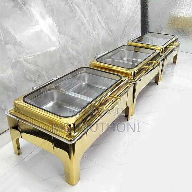 9l Rectangle Gold Coated Buffet Food Warmer / Chaffing Dish* - main view