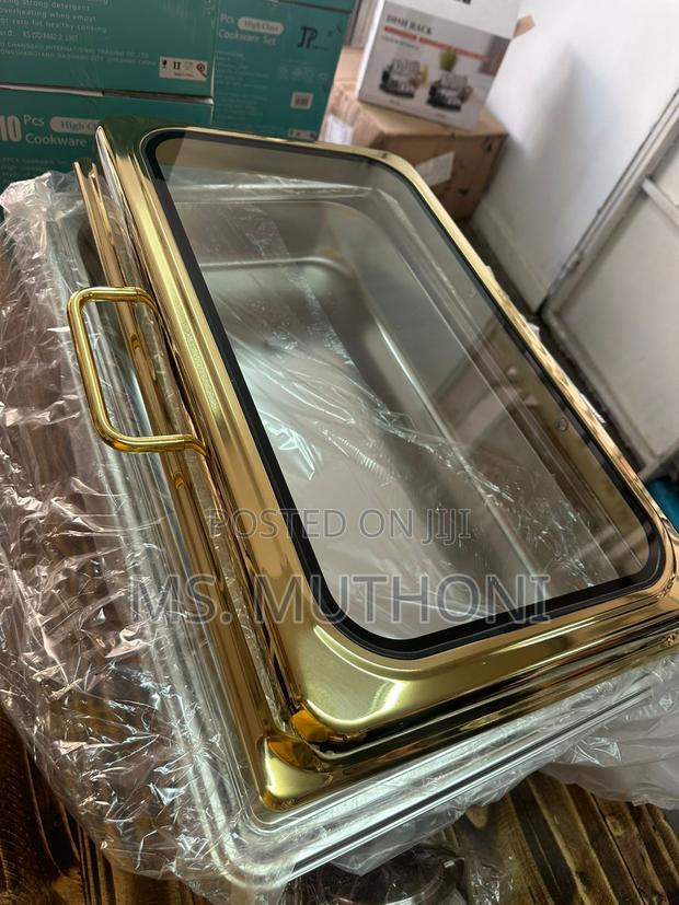 9l Rectangle Gold Coated Buffet Food Warmer / Chaffing Dish* - thumbnail 3