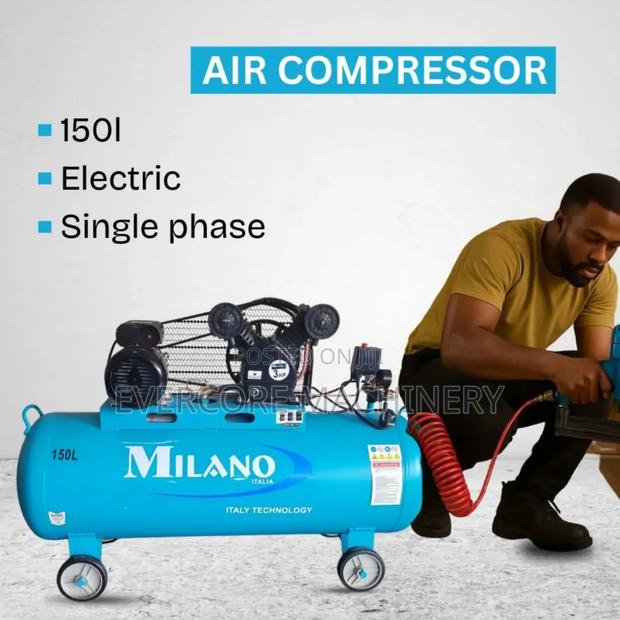 Milano Italia 150litres Single Phase Air Compressor Machine Two Piston - thumbnail 2
