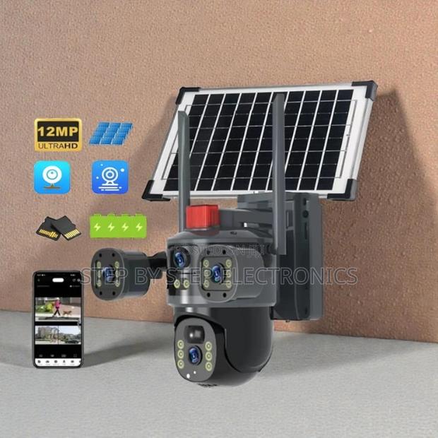 4g PTZ Solar Camera 12mp Multiple Lens With Light Alarm Siren Hd View