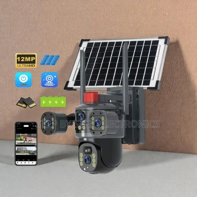 4g PTZ Solar Camera 12mp Multiple Lens With Light Alarm Siren Hd View