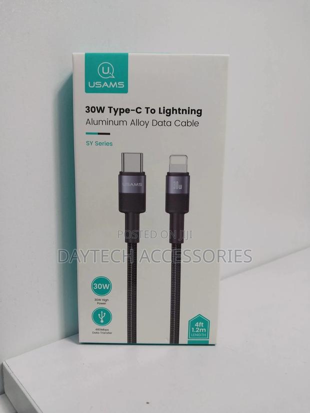 Usams Type C to Lightning 30w Aluminum Alloy Fast Charging Data Cable - thumbnail 2