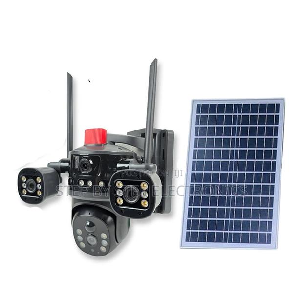 4g Solar Camera Multi Lens Light Alarm Siren Night Vision Activated
