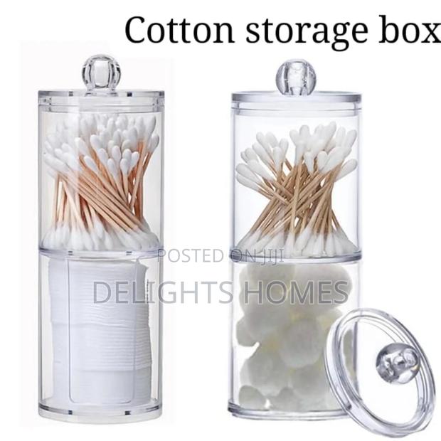 2 Layer Acrylic Multifunctional Round Qtip Storage Box_haw - main view