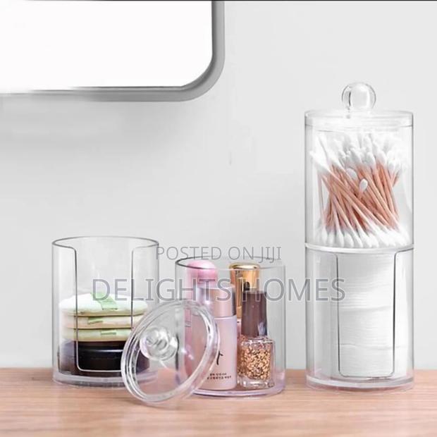 2 Layer Acrylic Multifunctional Round Qtip Storage Box_haw - thumbnail 2
