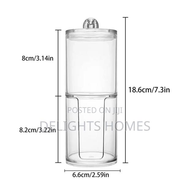 2 Layer Acrylic Multifunctional Round Qtip Storage Box_haw - thumbnail 3