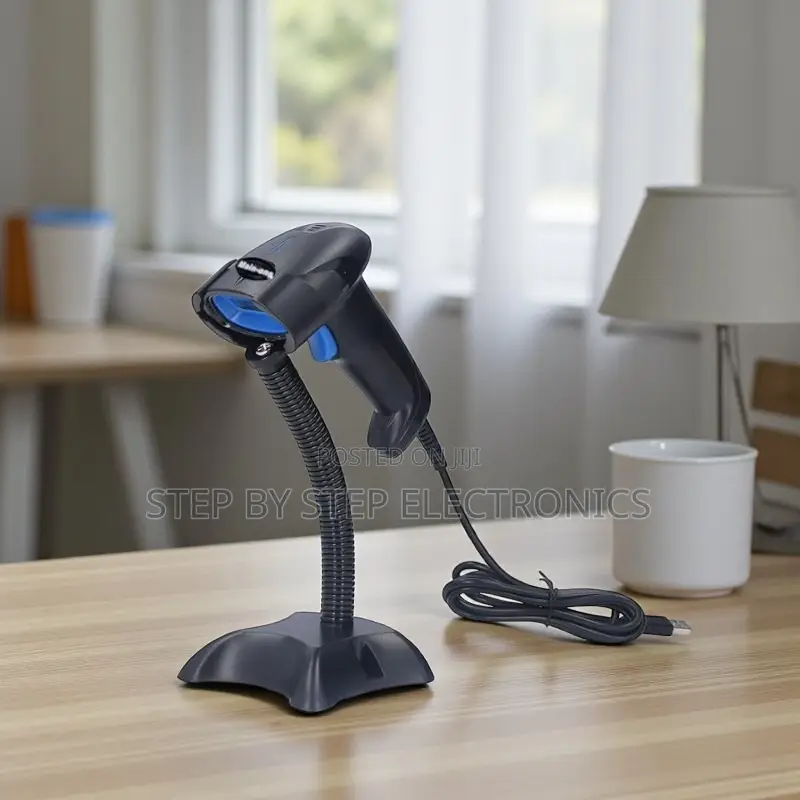 Usb Wired Handheld Laser Barcode Scanner With Stand Durable Body Build
