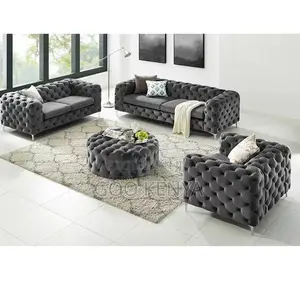 Home Sofa; 5-Seat Luxury Living Room Sofas Button-Tufted Velvet Design
