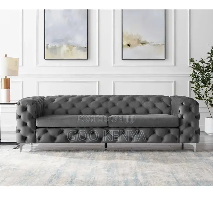 Home Sofa; 5-Seat Luxury Living Room Sofas Button-Tufted Velvet Design