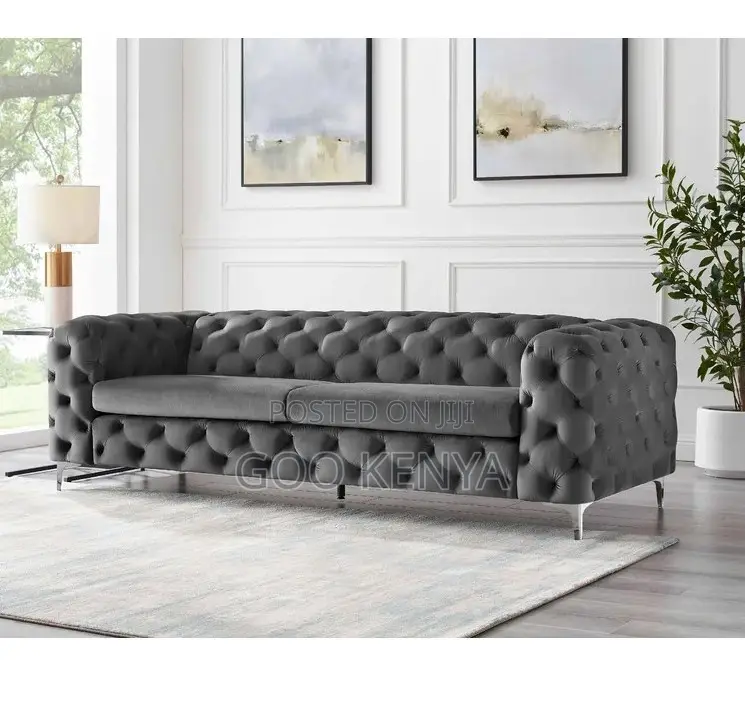 Home Sofa; 5-Seat Luxury Living Room Sofas Button-Tufted Velvet Design