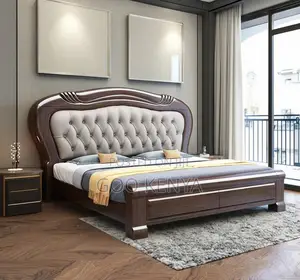 Home Bed; Contemporary Double Bed With Soft Upholstery Storage